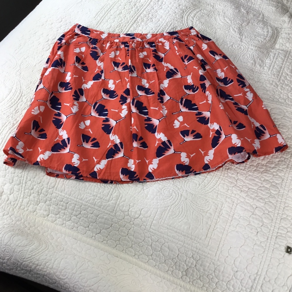 Pim+Larkin Floral Print Skirt Orange & Blue‎ Medium